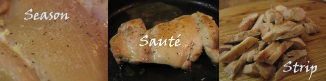 saute chicken with salt and pepper.